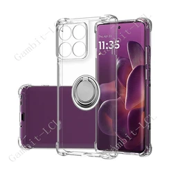 Universal Smartphone TPU Soft Cover with Back Ring Holder Bracket for Edge 60 Fusion (Ring Case Clear)