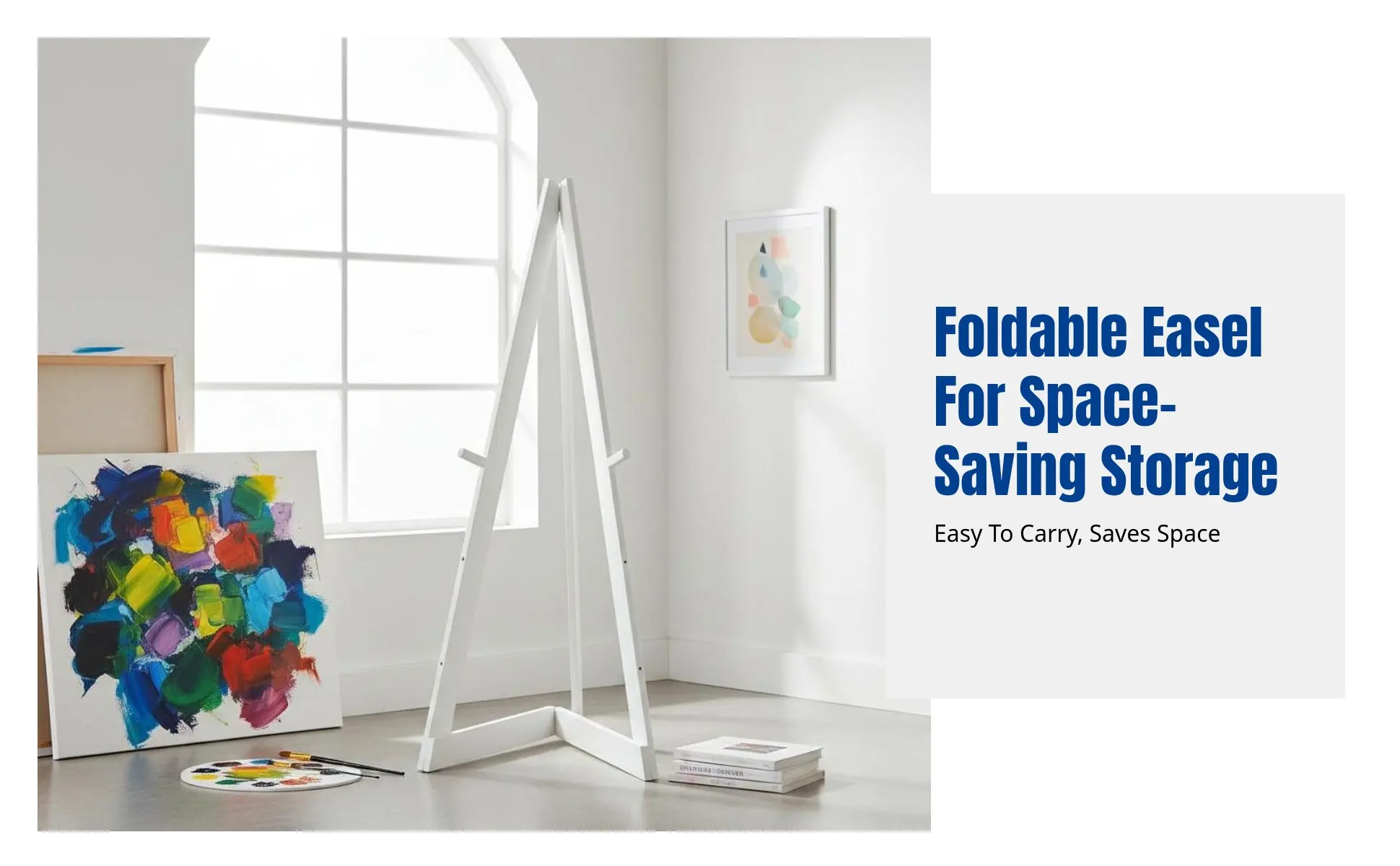 Geometric Folding Easel, Sturdy Wood Display Stand, Adjustable Height, Nordic Design, Poster Board Holder, Art Display, Floor