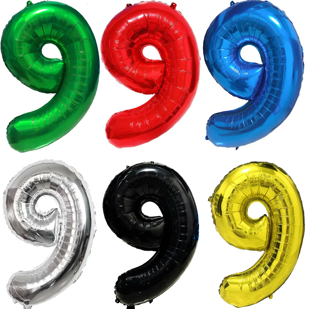 Mehrfarbiger großer Zahlen-9-Ballon 32 Zoll 1 2 3 4 5 6 7 8 9 Geburtstagskugel Rote Ziffer Bachelorette-Luftballons Figur Golob-Luftballons