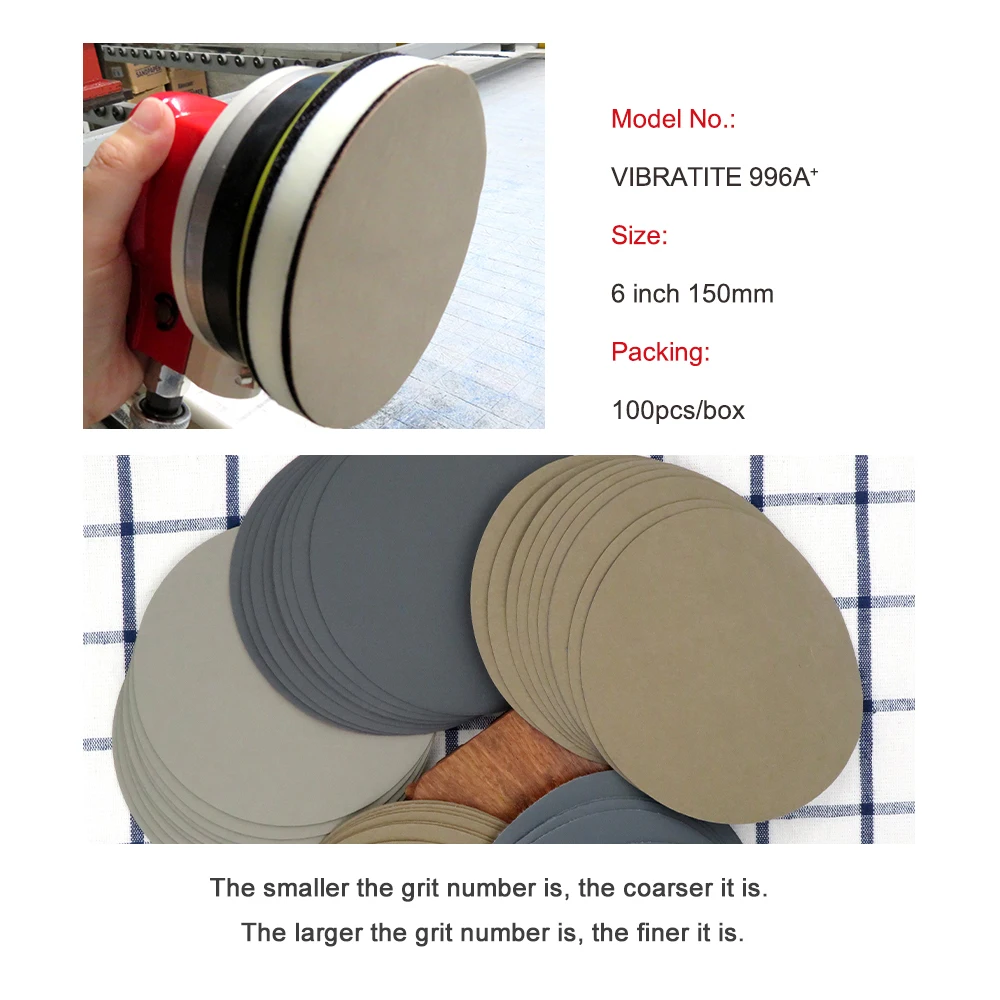 6인치 100개 고성능 방수 훅앤루프 샌딩 디스크 150mm 320-10000 다양한 입자 크기의 습식/건식 그라인더 연마용