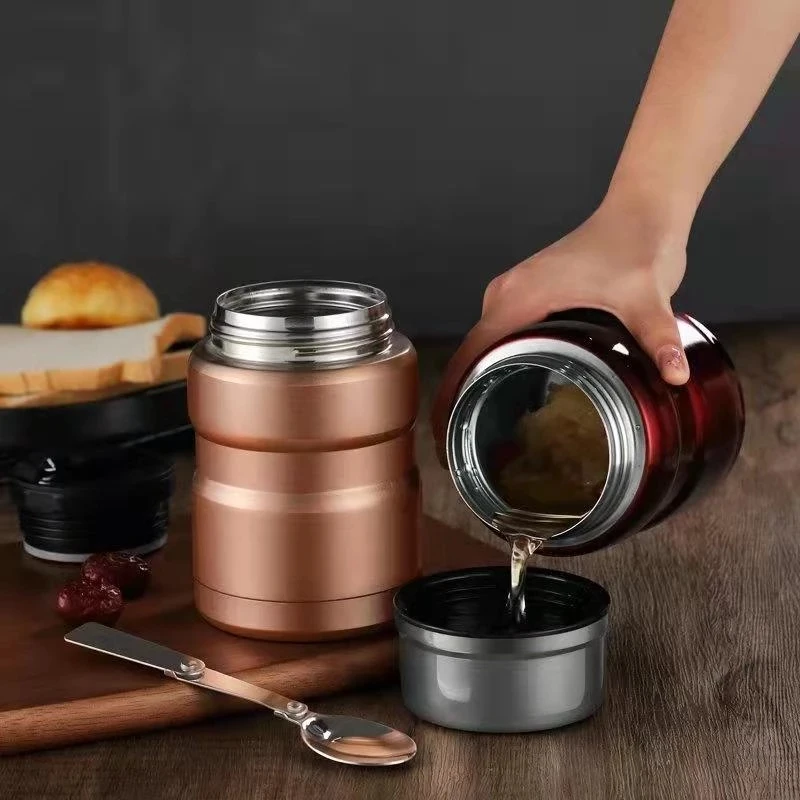 Stainless Steel Insulation Lunch Box Soup with Spoon Containers Thermo Mug Thermo Cup 500ML 750ML Vacuum Flasks Thermosbeker