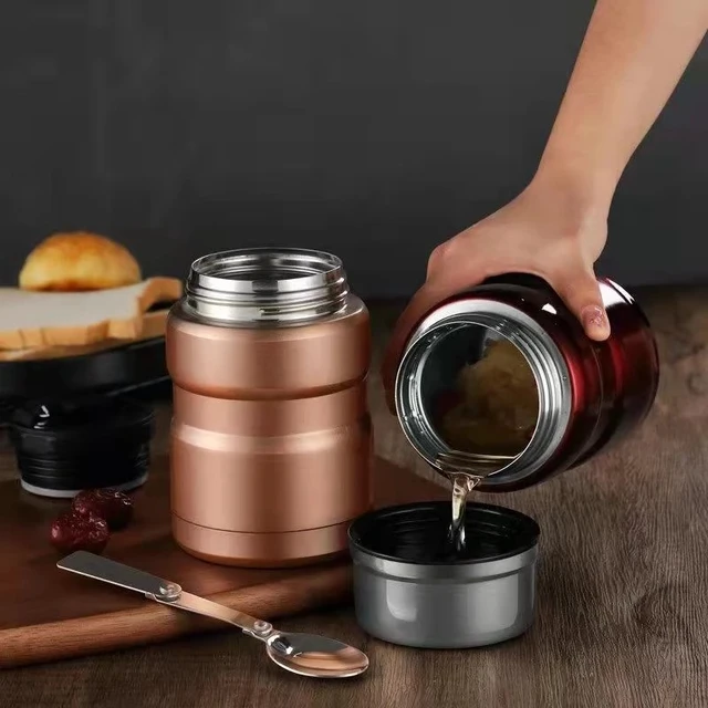 Boîte à déjeuner isolante en acier inoxydable, soupe avec cuillère, conteneurs, tasse thermique, flacons sous vide de 500ML 750ML, Thermosbeker 1
