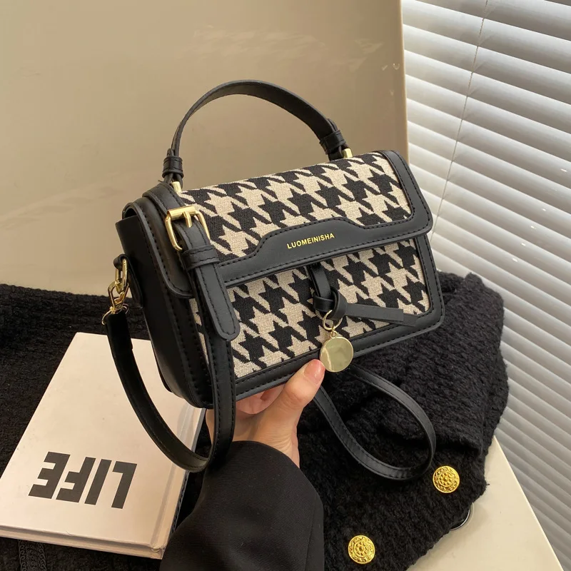 

Брендовые сумки с оригинальным дизайном для женщин 2023 роскошная сумка в стиле ретро с рисунком «гусиная лапка», женская сумка через плечо, сумка-мессенджер