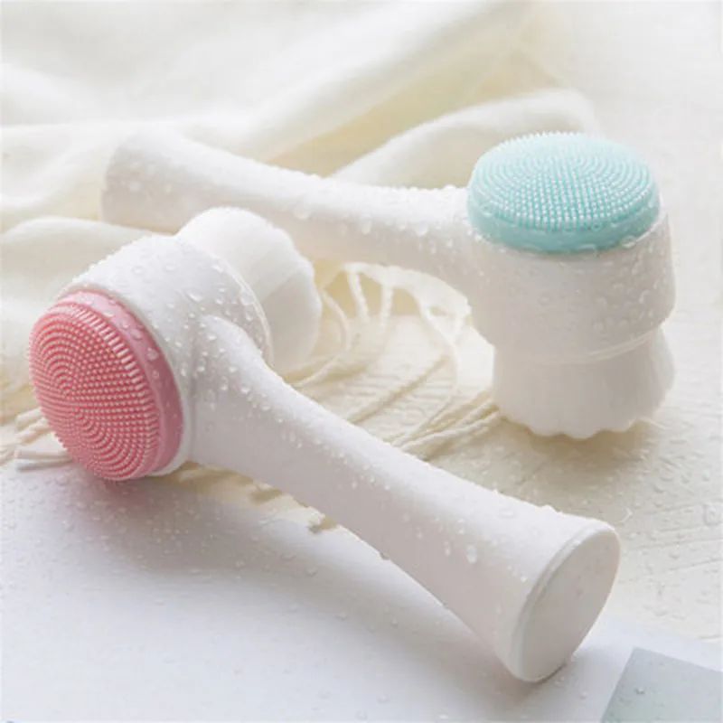 3D Face Cleaning Massage Brushes Face Wash Product Skin Care Tool Double Side Silicone Face Cleansing Brush Portable