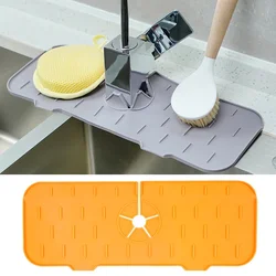 Kitchen Silicone Faucet Mat Sink Splash Guard Bathroom Faucet Drain Mat Dry Countertop Protector for Bathroom Kitchen Gadgets