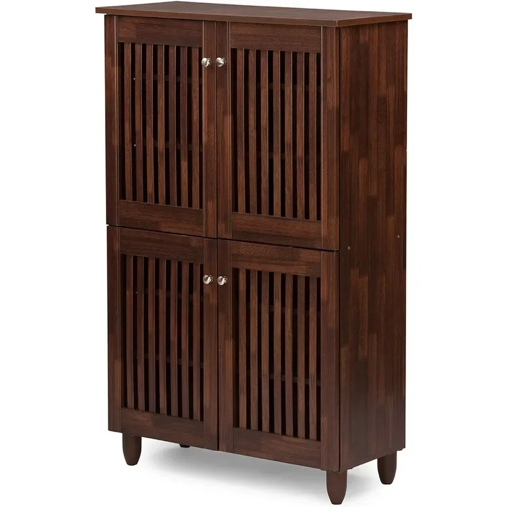 

Wholesale Interiors Fernanda Modern and Contemporary 4-Door Oak Brown Wooden Entryway Shoes Storage Tall Cabinet