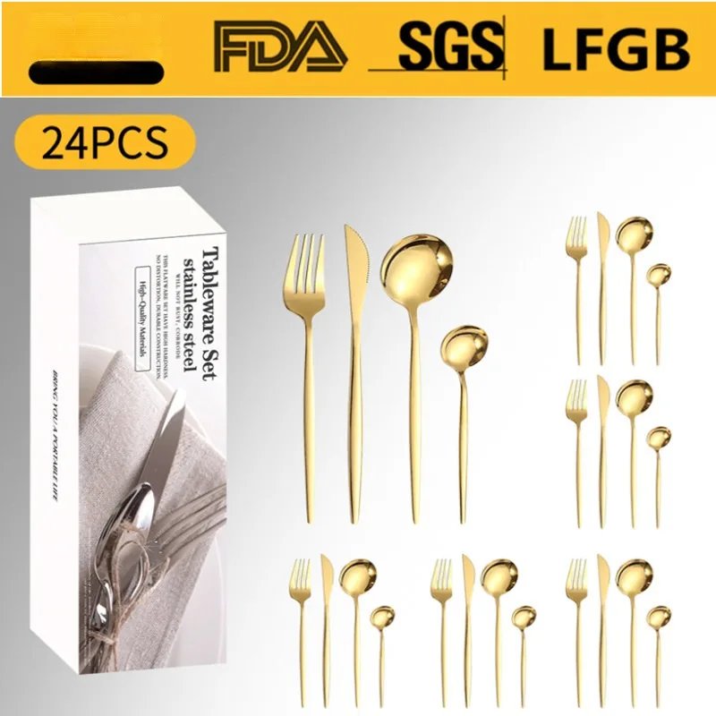 

Upgrade Your Dining Experience with this Exquisite 24 Piece Stainless Steel Tableware Set - Perfect for Every Occasion
