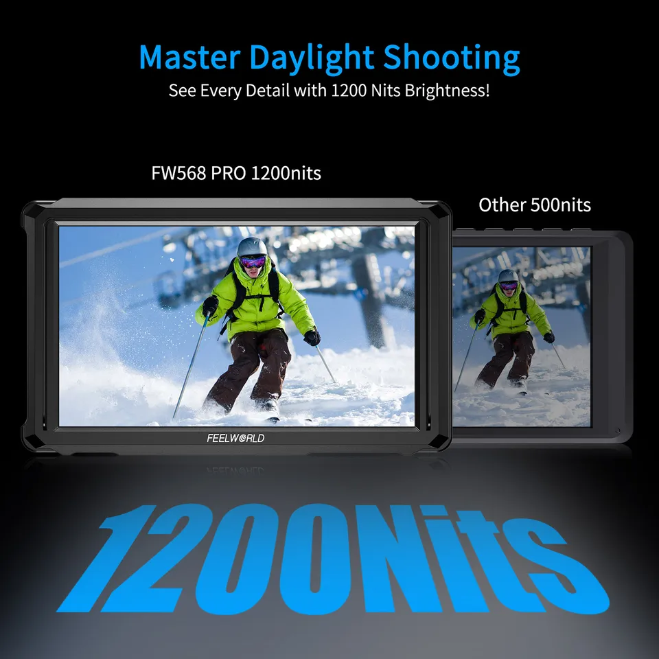 FEELWORLD FW568 PRO 6インチ 1200nit 軽量カメラフィールドDSLR