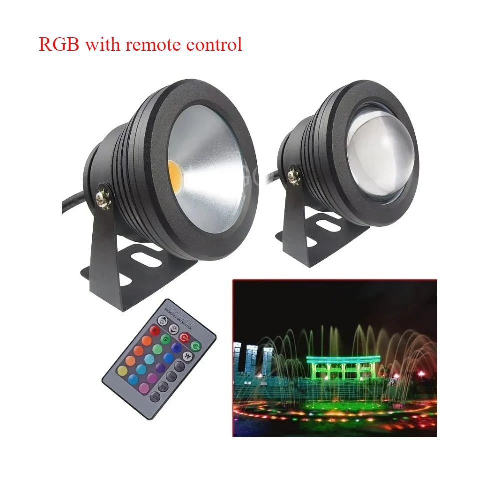 Led Flood Light Submersible Led Lights 10W 12V Led Light 1000LM Waterproof IP65 Fountain Swimming Pool Lamp Lights Projection lamp floodlights Warm White/White/RGB