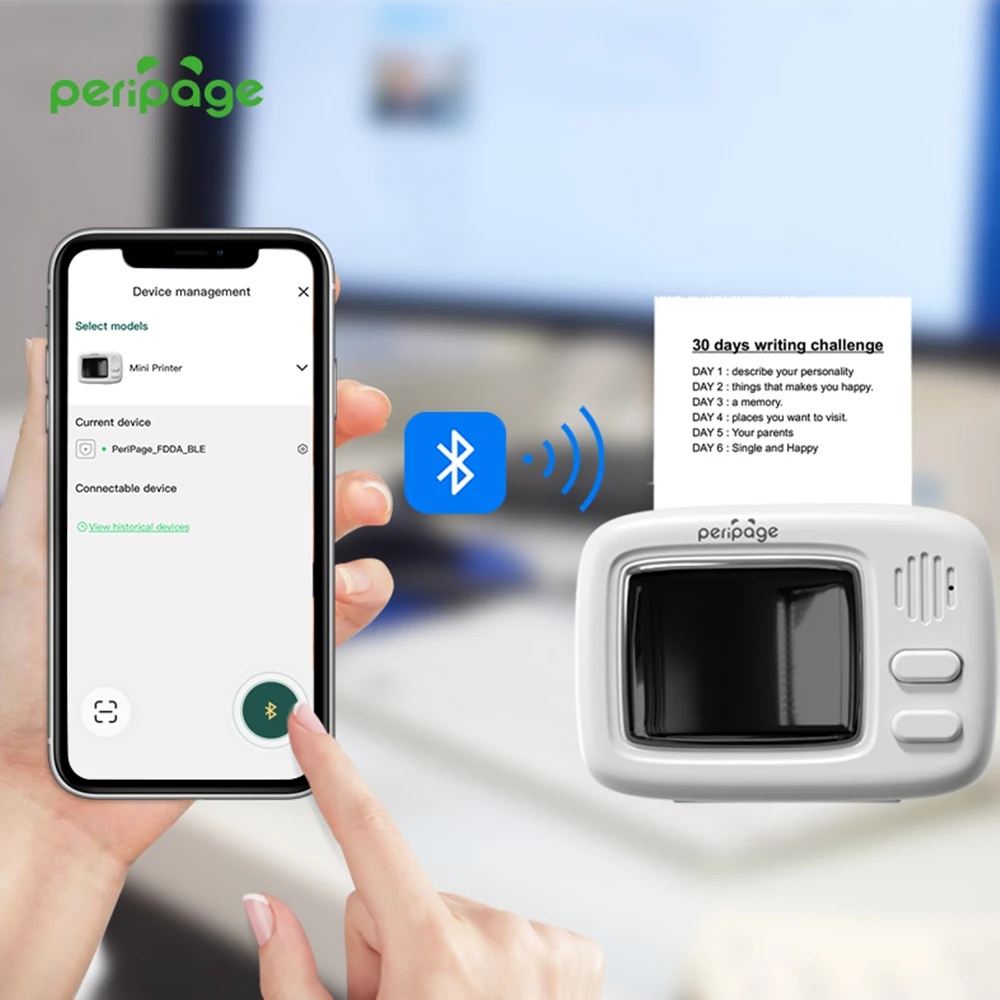 PeriPage – Mini imprimante thermique Portable A6 pour étiquettes  autocollantes et photos, rouleau de papier couleur 58mm, sans fil -  AliExpress