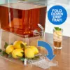 2.5 Gallon Large Tritan Beverage Dispenser with “Party Top” Lid Tray, Drip Catching Tray, Drink ID Tag, Cold Drink Serve 5