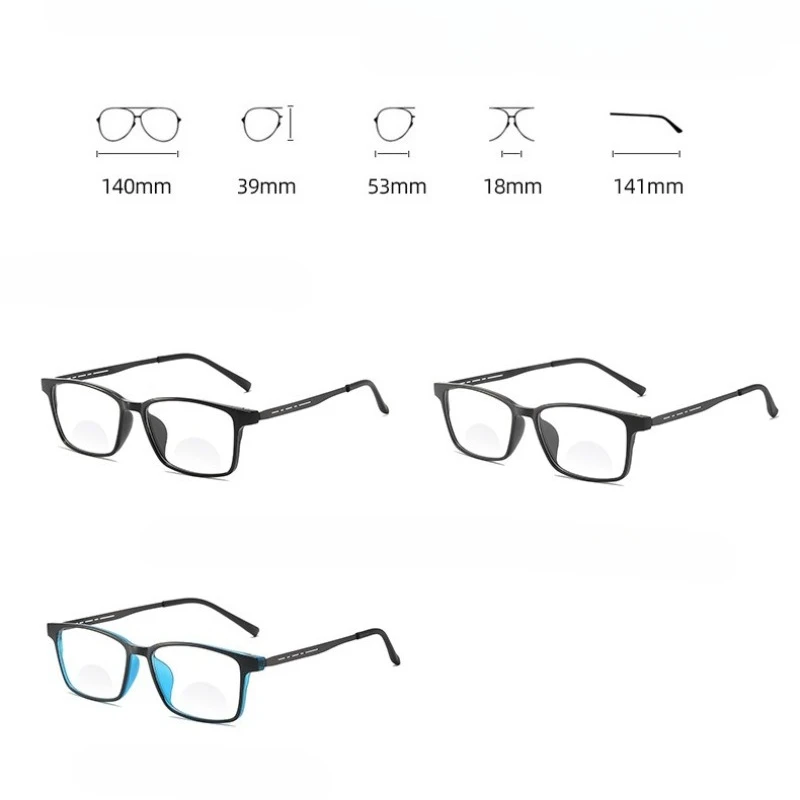 Small-frame Square Bifocals for Presbyopia Photochromic UV-protective Business Glasses for Men Classic Bifocal Reading Eyewear