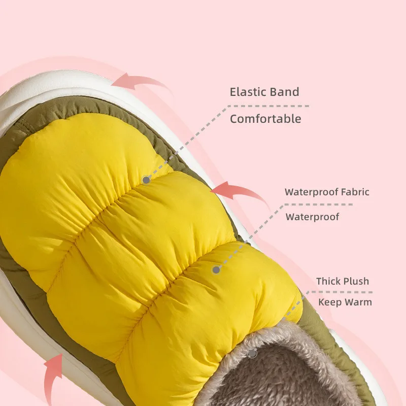 Big Size 48 49 Winter Men Plush Warm Slippers Women Couples Slides Down Cloth Waterproof Home Non-Slip Outdoor Shoes Flats 5