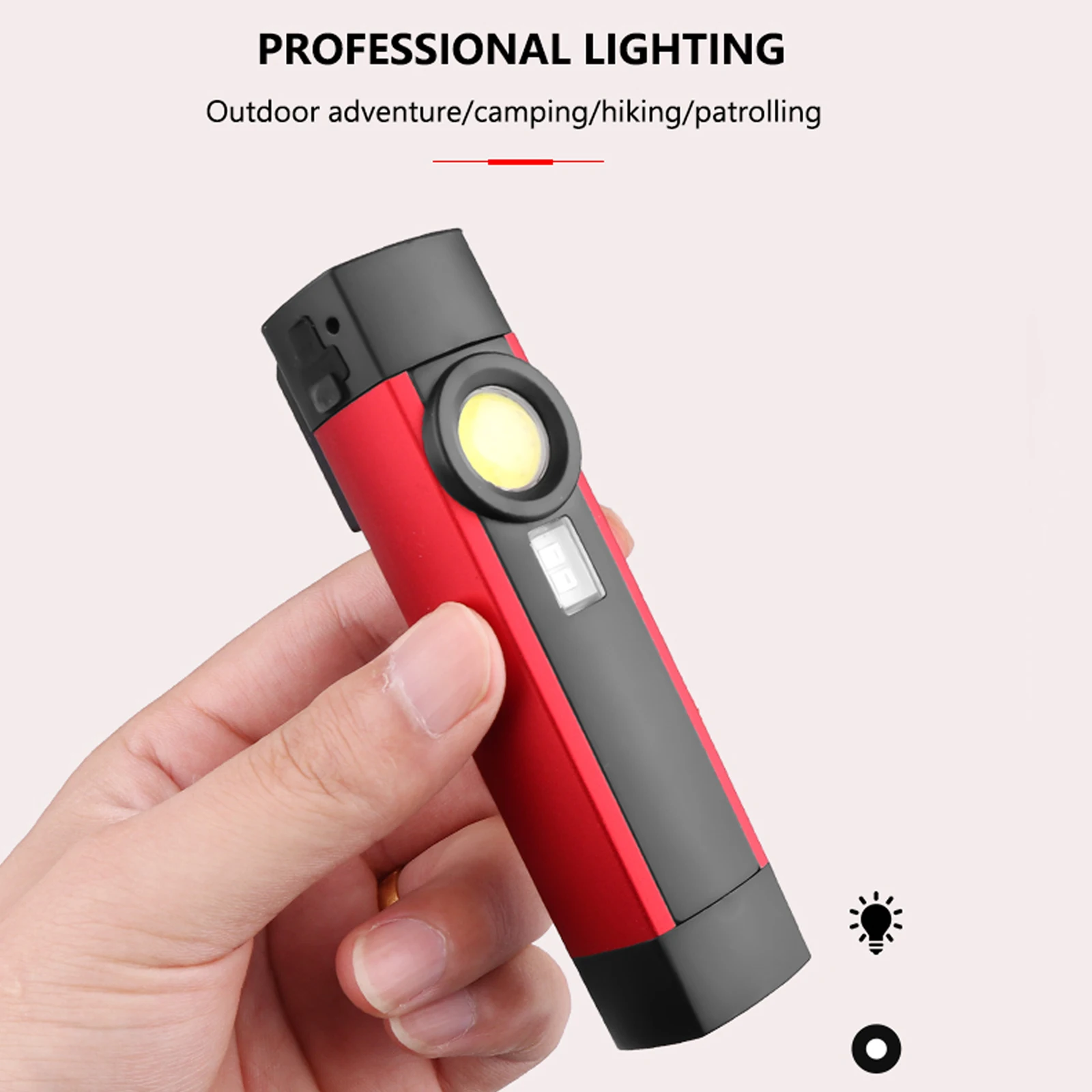

COB LED Flashlight Camping USB Rechargable Flashlight Portable UV Torch Light 4 modes Lighting Working Light with Magnet