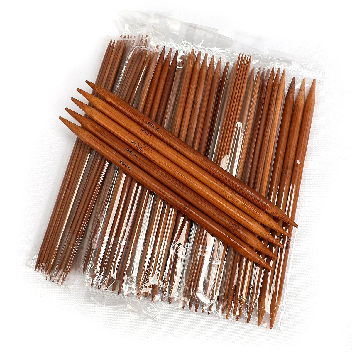 

75 PCS Bamboo Knitting Needles Set 20cm Double Pointed Carbonized Knit Yarn Weave Craft 15 Sizes 2.0-10mm Crochet Needles Set