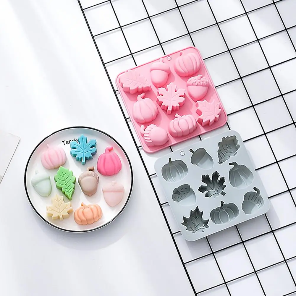 

Chocolate Mold Pine Cone Shaped Mold Halloween Fondant Mold 3d Pumpkin Pine Cone Maple Leaf Silicone Mould for Cake Decoration