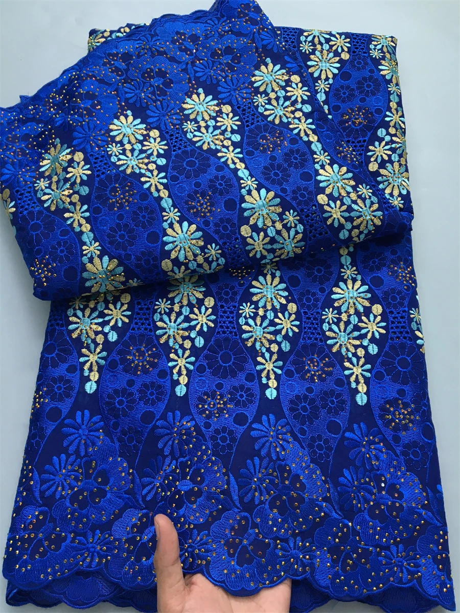 African Embroidered Cotton Lace Fabric High Quality 5 Yards Nigerian Swiss Lace Fabric Party Dress for Women Sewing A4154