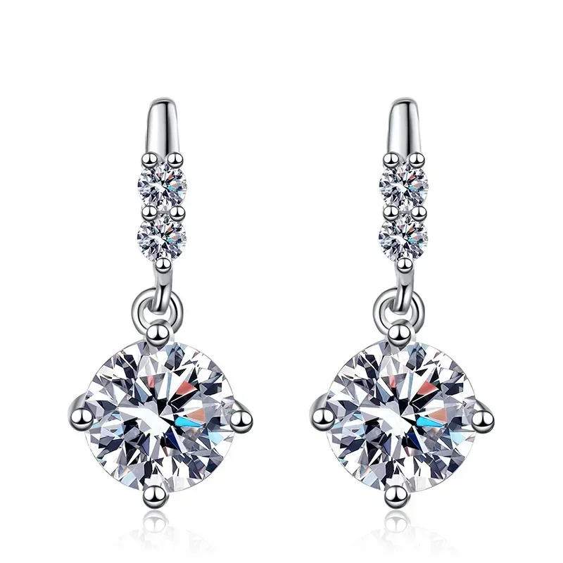 Solid 14K White Gold AU585 Platinum PT950 Earrings 5