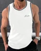Simple Letters Pattern Striped Tank Tops For Men Fashion Summer Daily Wear 3D Printed Gym Vest Casual Oversized O Neck Tees Tops