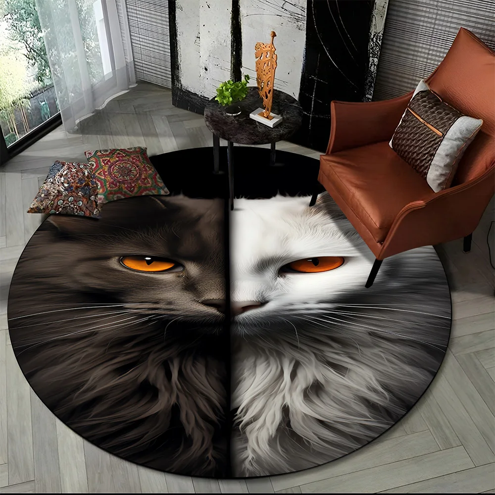 Tapete redondo 3D gato persa, tapete para sala de estar, quarto, decoração de sala de jogos infantil, tapete antiderrapante para animais de estimação, desenho animado de trapo, fofo 20 S7e0c8146f7d44b95b3eb64b185431a7cr