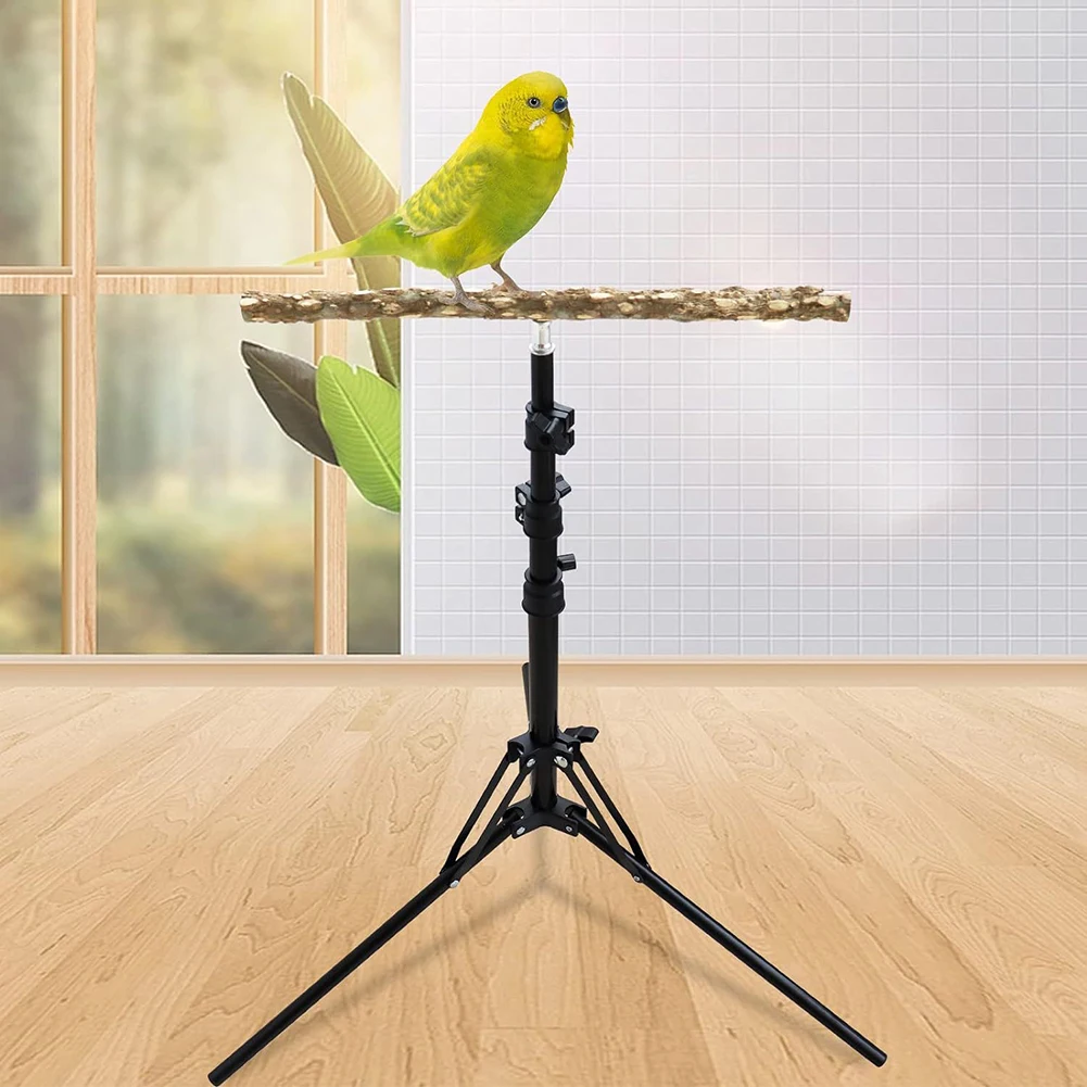 Adjustable Height Bird Perch Stand Natural Pepper Wood Parrot Perch Toy Indoor Outdoor Bird Stands For Small Medium Birds