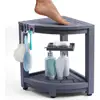 Corner Shower Stool Waterproof HDPS Shower Bench with 360 Soap Dish Razor Holder Anti-slip Feet Lower Storage Shelf Shower 2