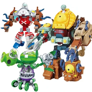 Plants vs Zombies Boss Robot Melon-pult Chomper Action Figure Model Set - PVC Deformation Doll Toys for Kids Gift 1