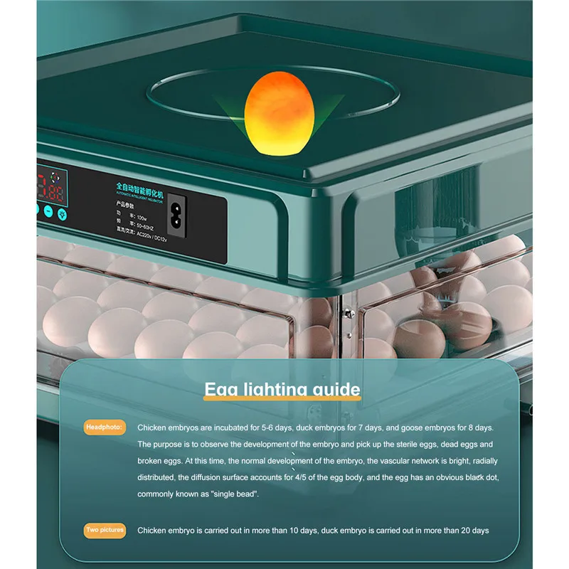 EU/UK Egg Incubator with Automatic Egg Turning and Humidity Monitoring Mini Duck Incubator With Automatic Water Ionic Waterbed egg incubator