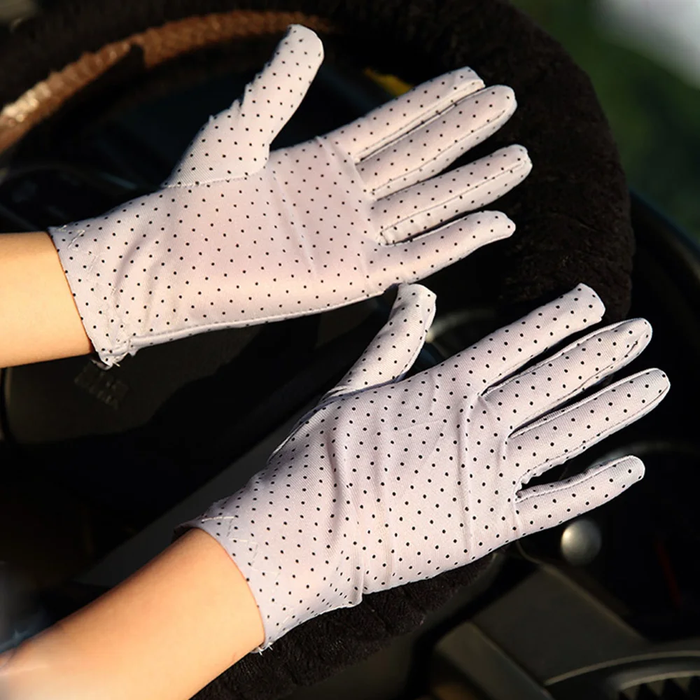 Fashion 1Pair Summer Spandex Elastic Spring Driving Gloves Sunscreen Dots Gloves Women Gloves