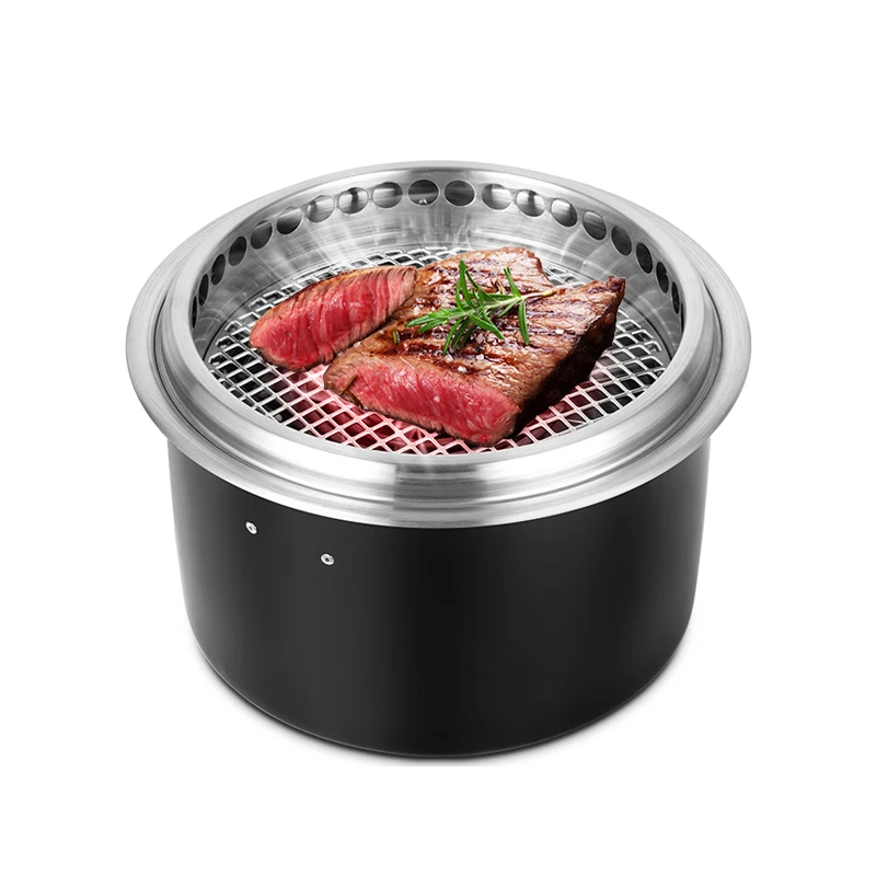 

Indoor family barbecue party smokeless and fireproof desktop circular stainless steel electric barbecue rack