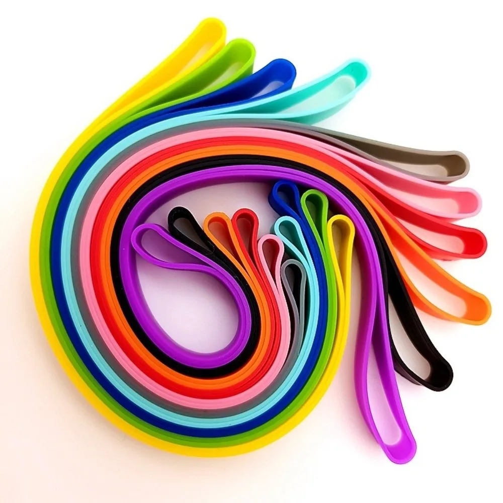 6/12 Stück Gummibänder in zufälligen Farben, bunte, wiederverwendbare elastische Gummibänder, dehnbare Silikon-Taschenwickel – Detail 11