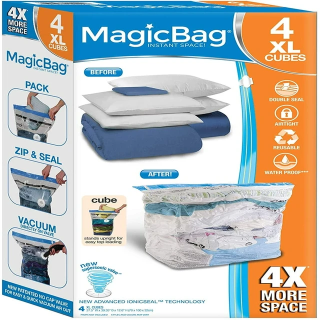 Magicbag® Cube Instant Space Saver Storage - Extra Large - Double Zipper -  4 Pack