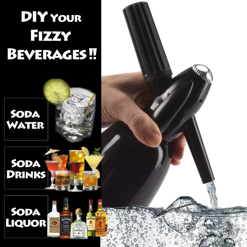 Portable Sparkling Water Maker Flavor Soda Blaster CO2 Cocktail Bubble Drinks Pressurizer Bartender Siphon Accessories Aluminum