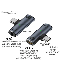 Dual - Function USB - C to 3.5mm Audio and Charging Adapter with 100W Fast Charge Capability (Grey Adapter)