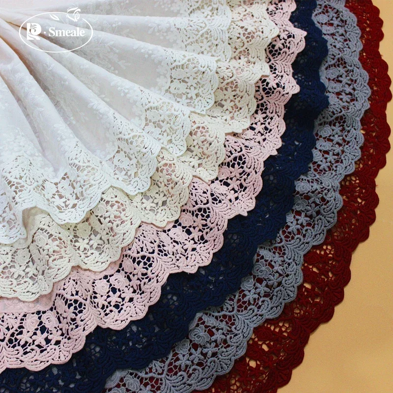 Beige and White 100 % Cotton Embroidered Lace Fabrics Women's Clothing DIY Lace Trim RS1689 3Yards/Lot