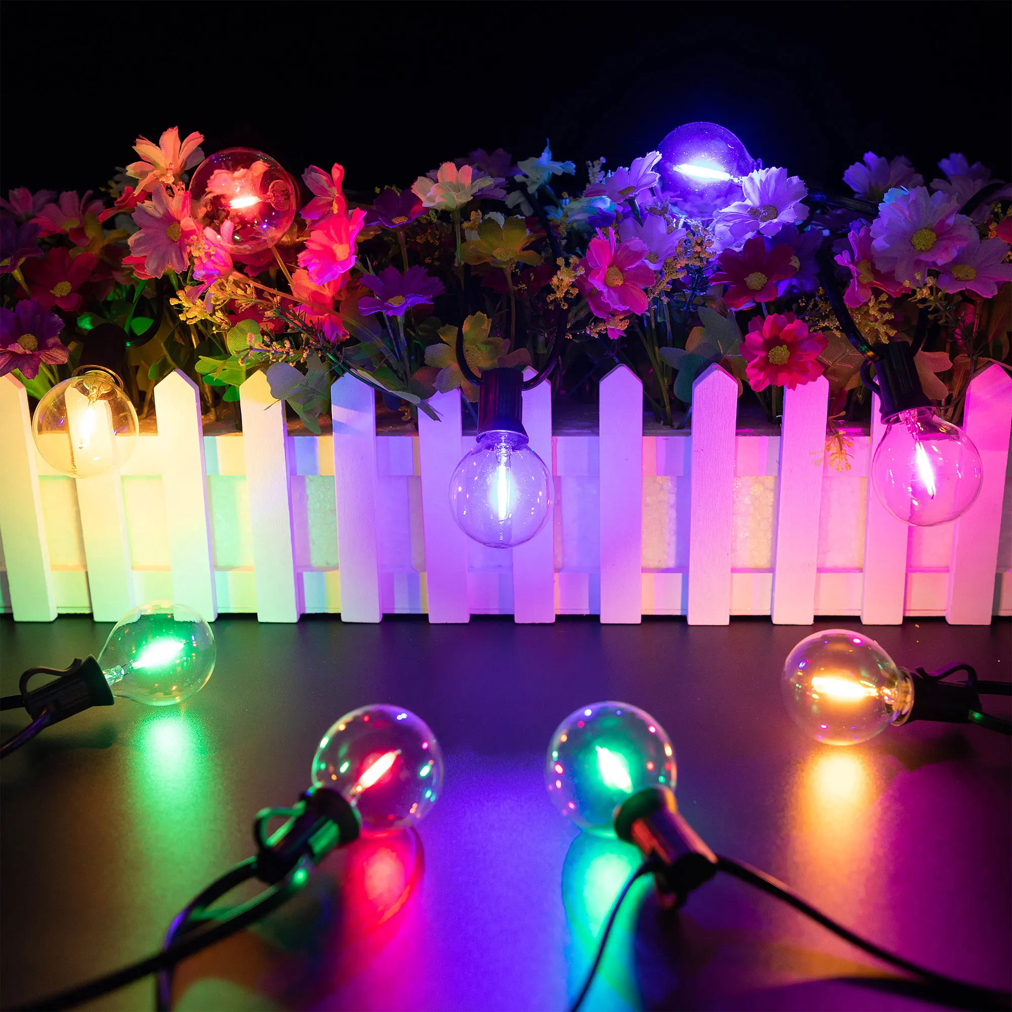 RGB G40 LED 전구 방수 투명 유리, 멀티 컬러 빈티지 교체 가능, 스트링 조명, 크리스마스 장식, 220V, 110V, E12, 1W