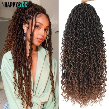 Goddess Locs Crochet Hair Curly Ends Synthetic Faux Locs Braids for Women Ombre Dreadlocks Pre-looped Braiding Hair Extensions 1