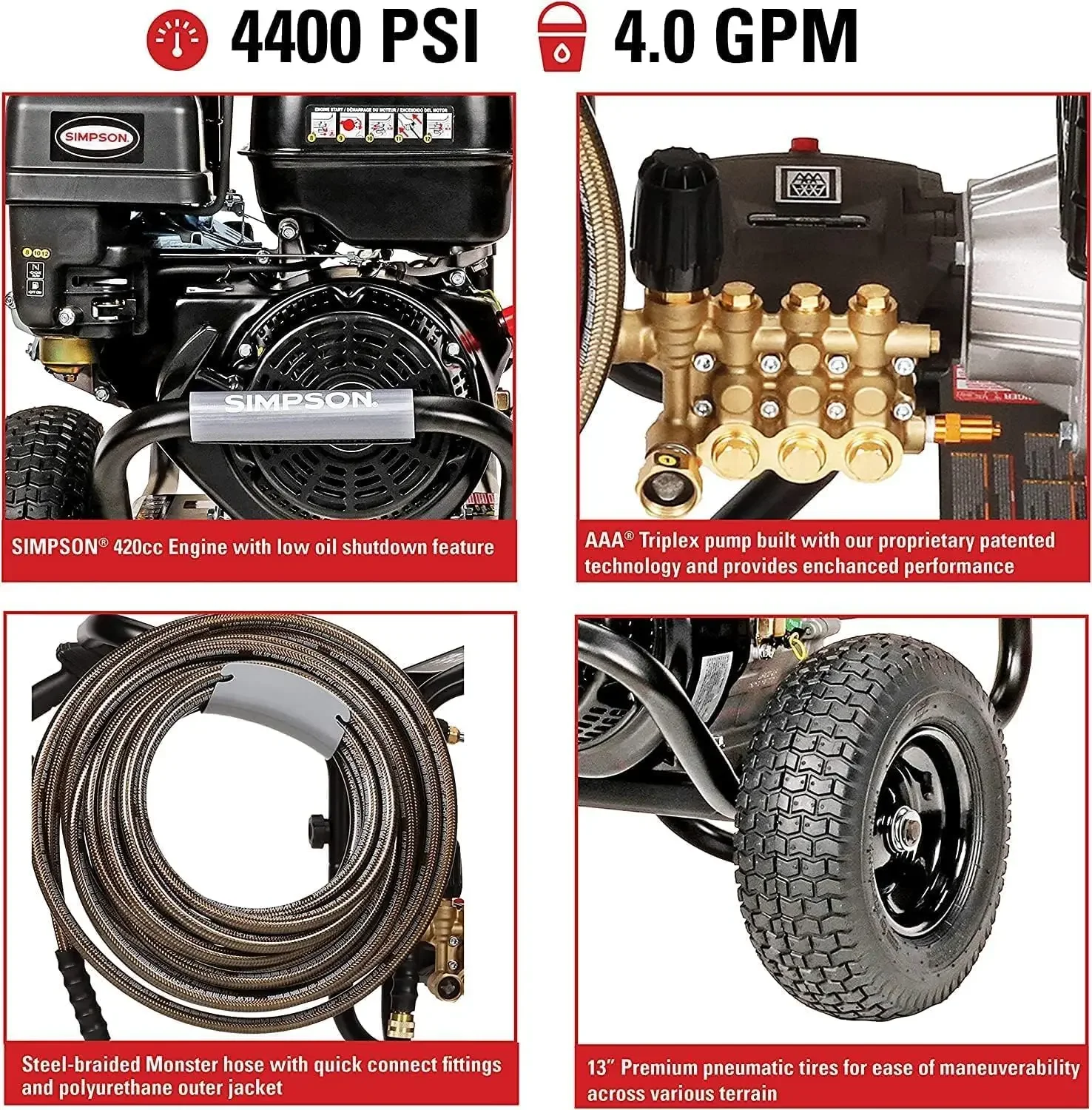 Cleaning PS60843 PowerShot 4400 PSI Gas Pressure Washer 4.0 GPM CRX 420cc Engine Includes Spray Gun and Extension Wand
