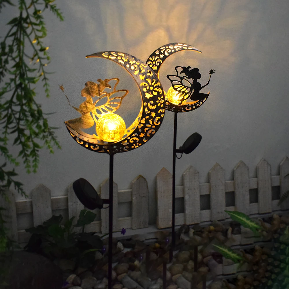 

Solar Lights Outdoor Waterproof Moon Fairy Lawn Garden Led Solar Lamps for Pathway Landscape Courtyard Garland Decoration