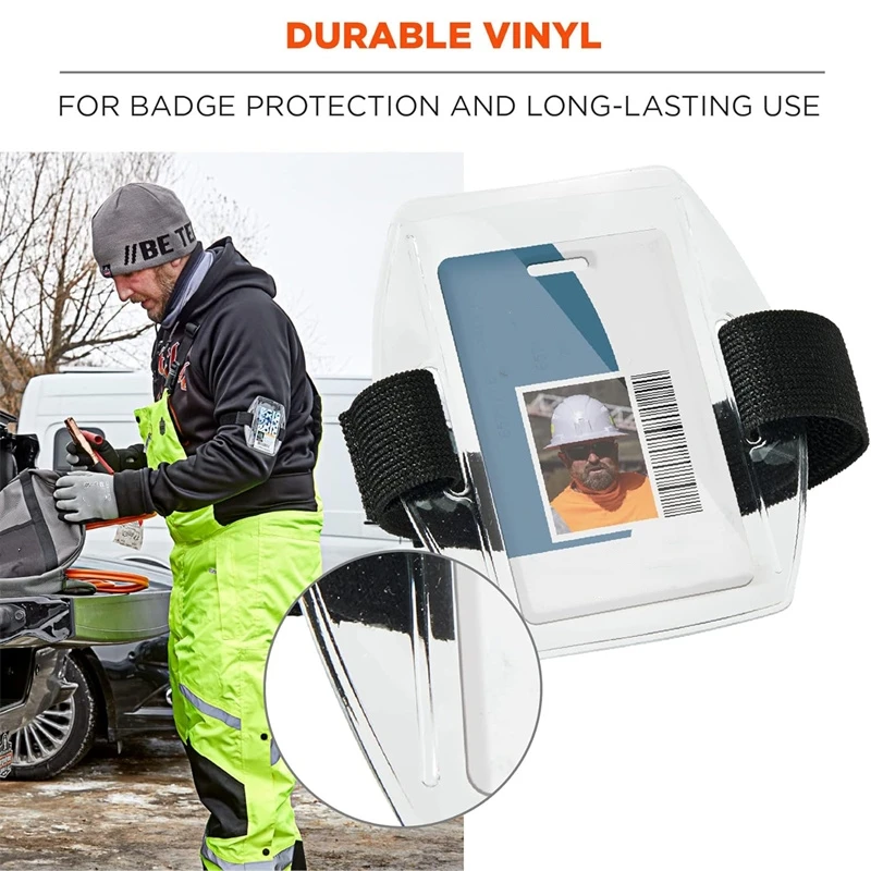 ID Card Holder PVC Plastic Polyester Reflective Wristband Arm Adjustable