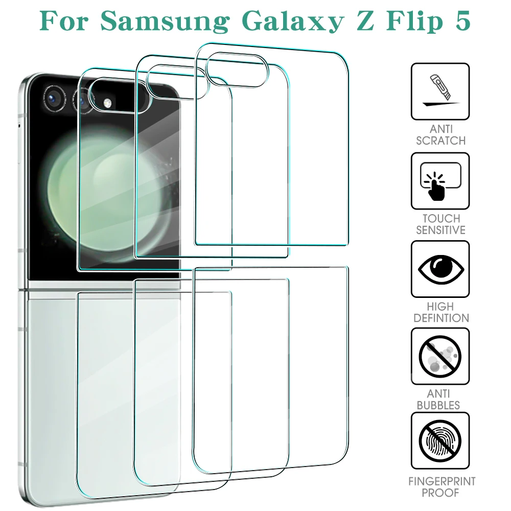 Per Samsung Galaxy Z Flip 5 Proteggi Schermo In Vetro Temperato Esterno E Posteriore Hd Clear 9H Durezza Pellicole Protettive In Vetro