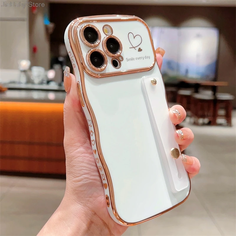 Glitter Camera Protection Luxury Jellewed Heart Holder Liquid Soft Phone Case For iPhone 11 12 13 14 15 16 Plus Pro Max Cover_voghion.com