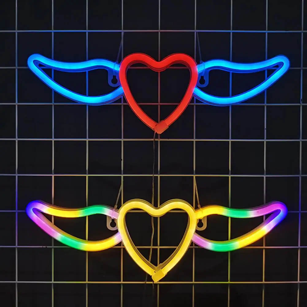 

Led Night Light Flying Heart Neon Light with Wings Design Usb/battery Powered Led Lamp for Party Decoration Neon Night Light