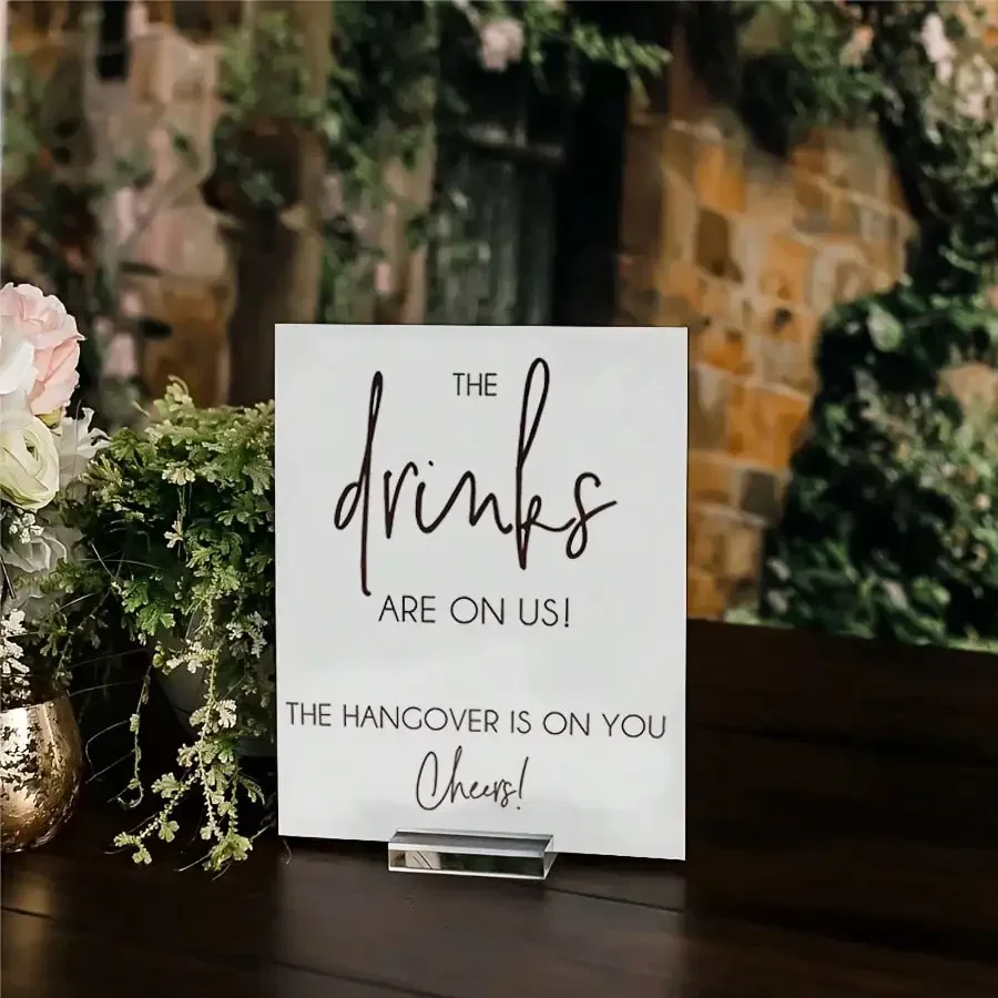 Acryl-Hochzeits-Bar-Schild mit Ständer, offene Bar-Signs mit Halter für Hochzeitsempfang und Event-Party-Tischdekoration