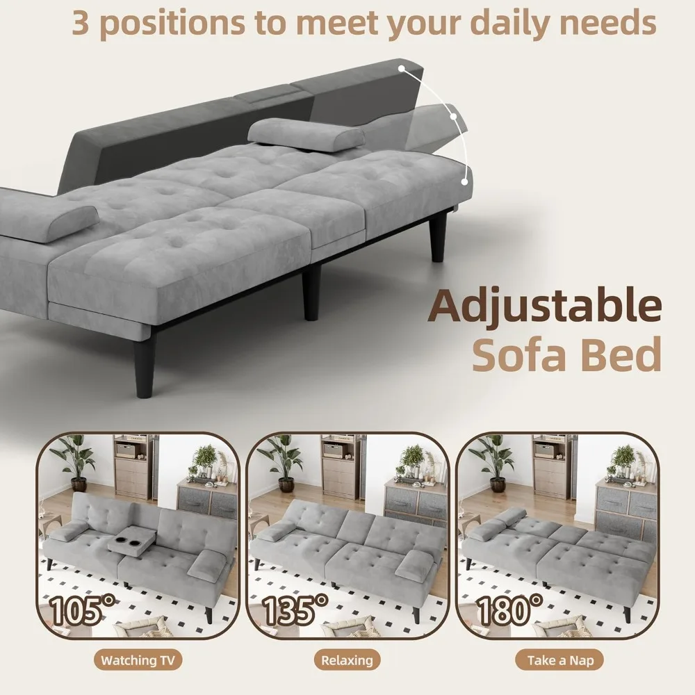 Modern Convertible Futon Sofa Bed 3