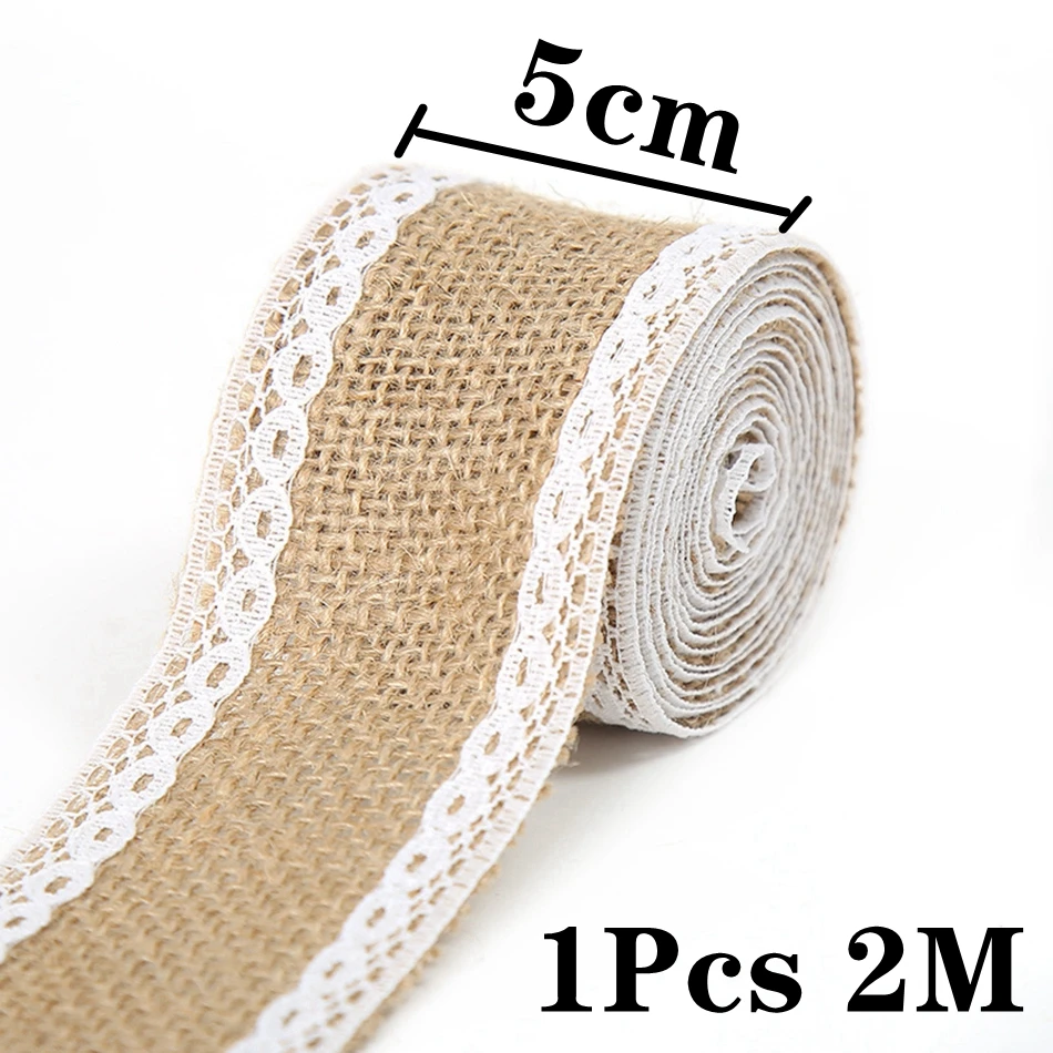 thumbnail image 1 of Lazo de cinta de yute natural de 5 m, 6 mm a 50 mm, para manualidades, bricolaje, tela de arpillera de yute vintage, para envolver regalos, costura, decoración para fiestas, bodas y Navidad, 1 of 5