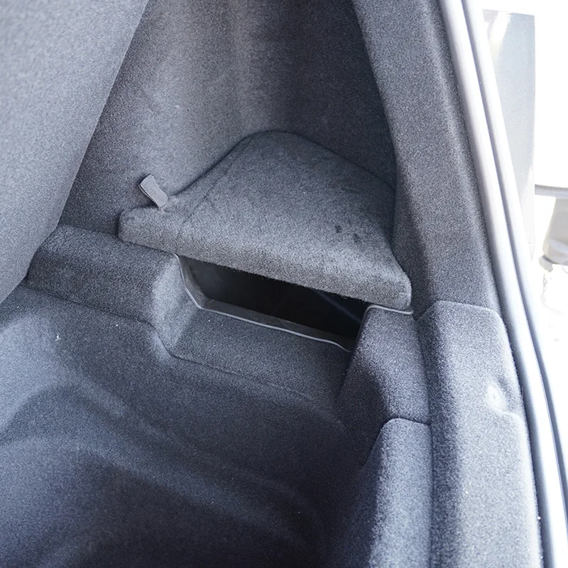 for Tesla Model Y Juniper 2025 Left Right Rear Trunk Side Storage Organizer Box Suede Cover TPE Waterproof Bin 2024 Accessories