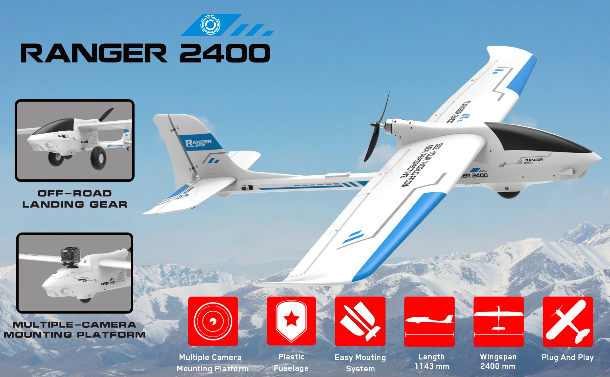 VolantexRC Ranger 2400 V757-9 75709 2400mm Wingspan 5 Channels EPO  Foam FPV RC Plane Airplane Model Glider KIT or PNP SET 4