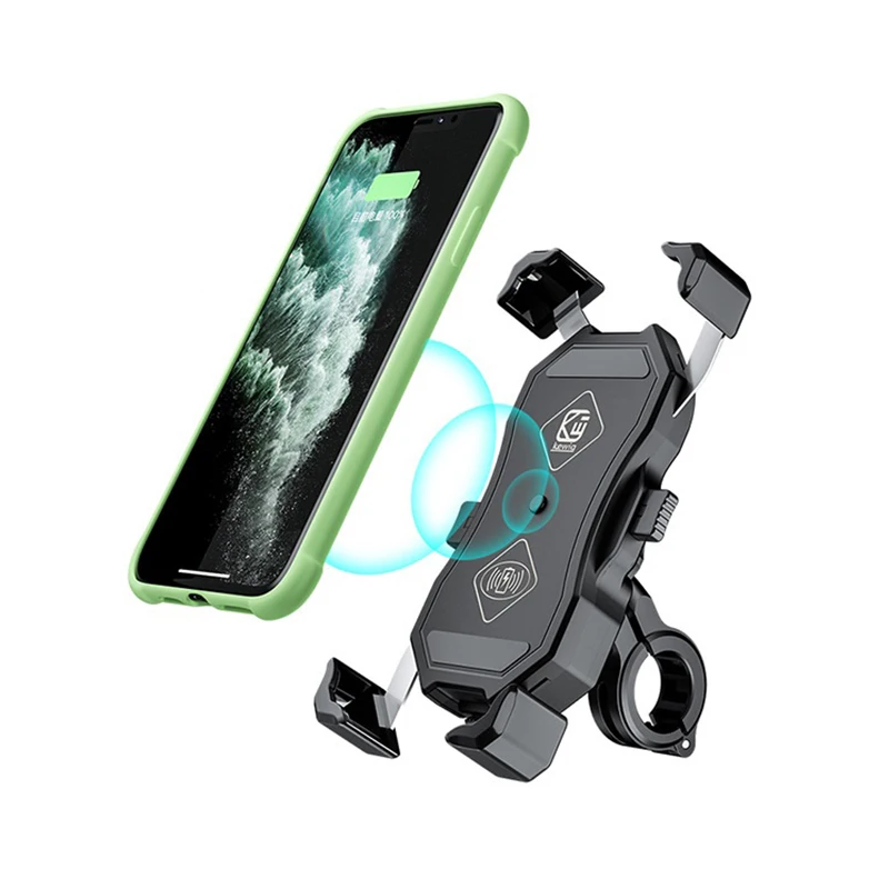 Wireless Motorcycle Phone Holder with Fast Charging 15W Qi/USB