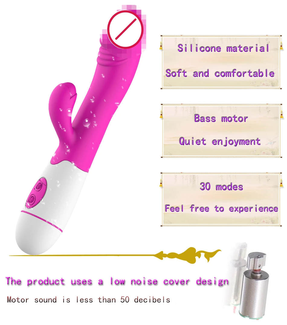 30 Speed Rechargeable Handheld Silicone Adult Clit Clitoral Clitoris Sex Toy G Spot Dual Motor Rabbit Vibrator for Women Female